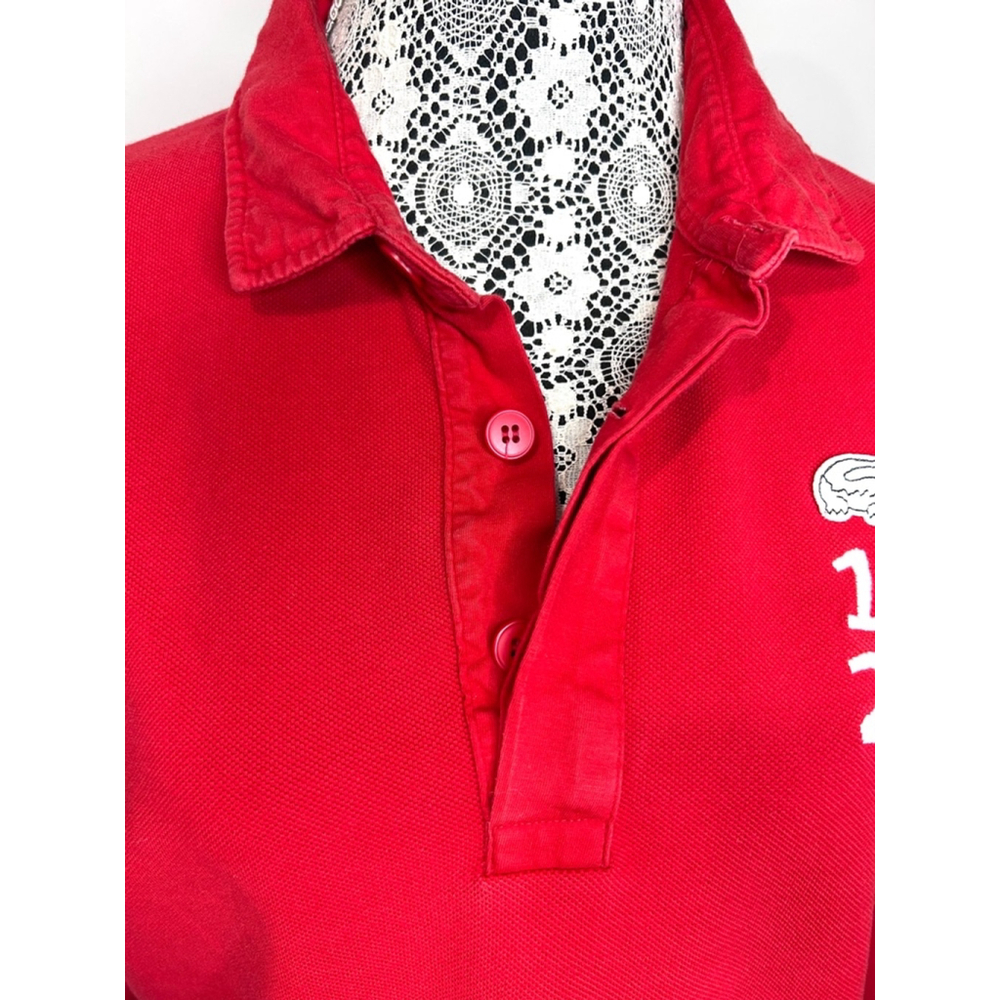 Men's Lacoste Red Long Sleeve Polo Shirt Size L - Picture 2 of 8
